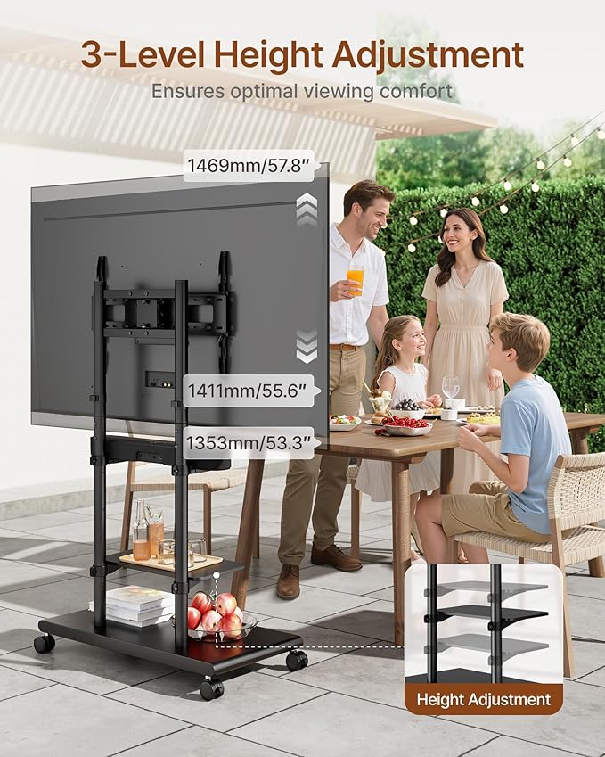 ECOTINY Steel Base Rolling TV Stand - Image 5