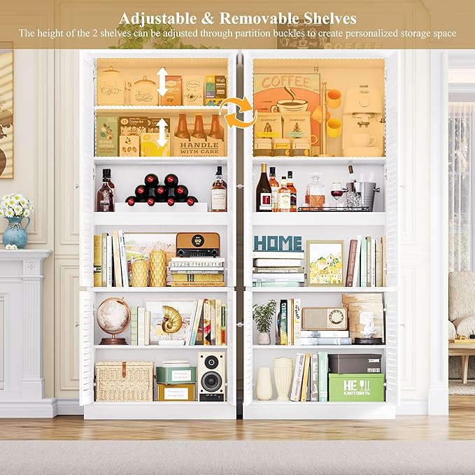 70.9" Tall Storage Cabinet, Wood Pantry Cabinet - Image 4