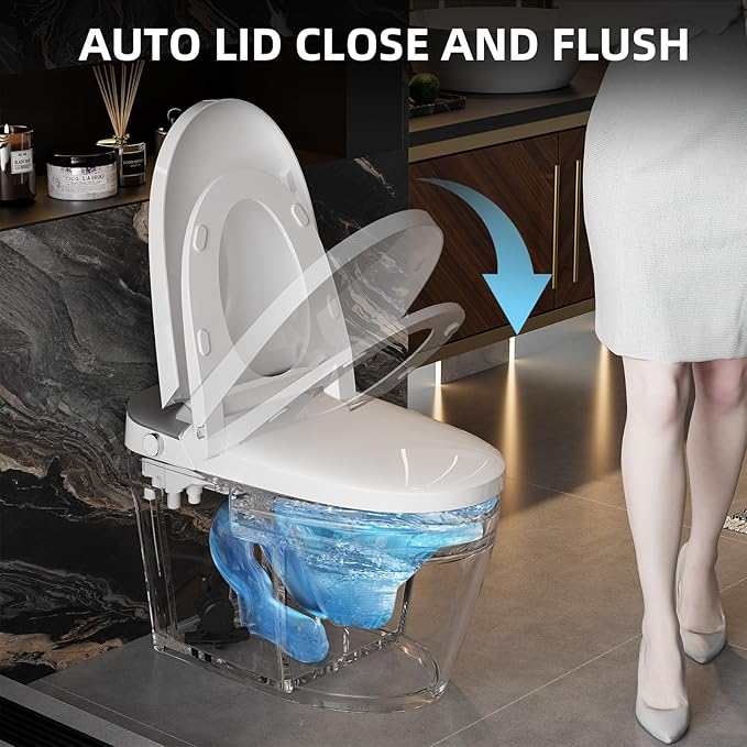 Smart Toilet with Built-in Bidet, Heated Seat, Warm Water, Air Dryer, Foot - Image 5