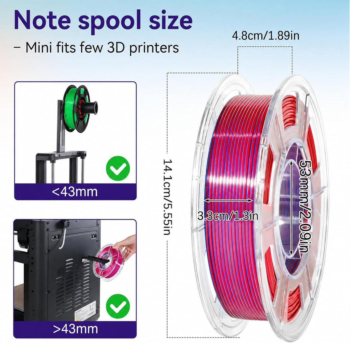 Dynta 3D Printer Filament Bundle, Silk PLA 6x250g Shiny Dual Color 1.75mm
