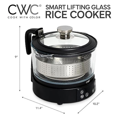 COOK WITH COLOR 3L Glass Mini Low Carb Rice Cooker – Holds 2 Cups Raw/Makes 6 - Image 3