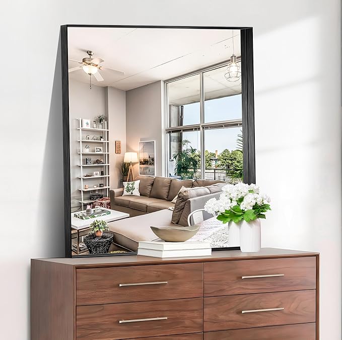 CIRCUMI Black Bathroom Mirror, Brushed Finish, Tempered Glass, Mirror - Image 2
