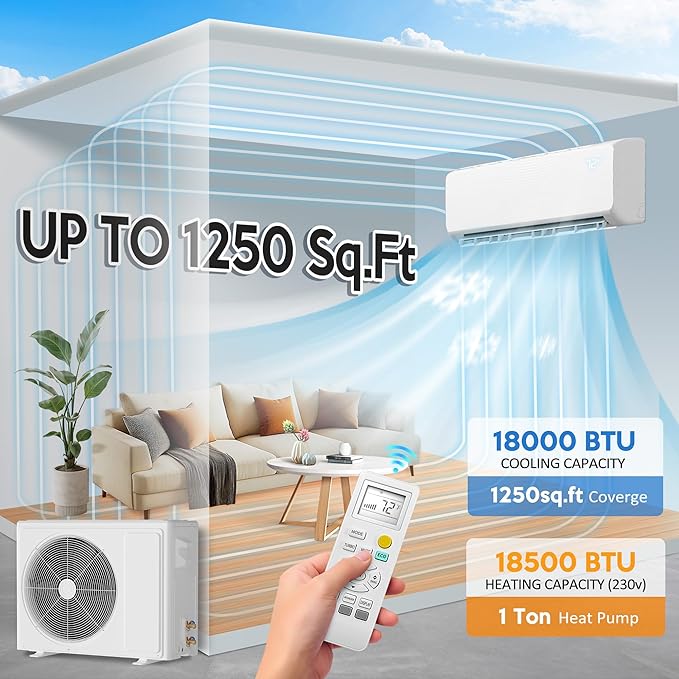 18000 BTU Mini Split Air Conditioner ＆ Heat Pump - 230V Wall Mount Ductless - Image 2