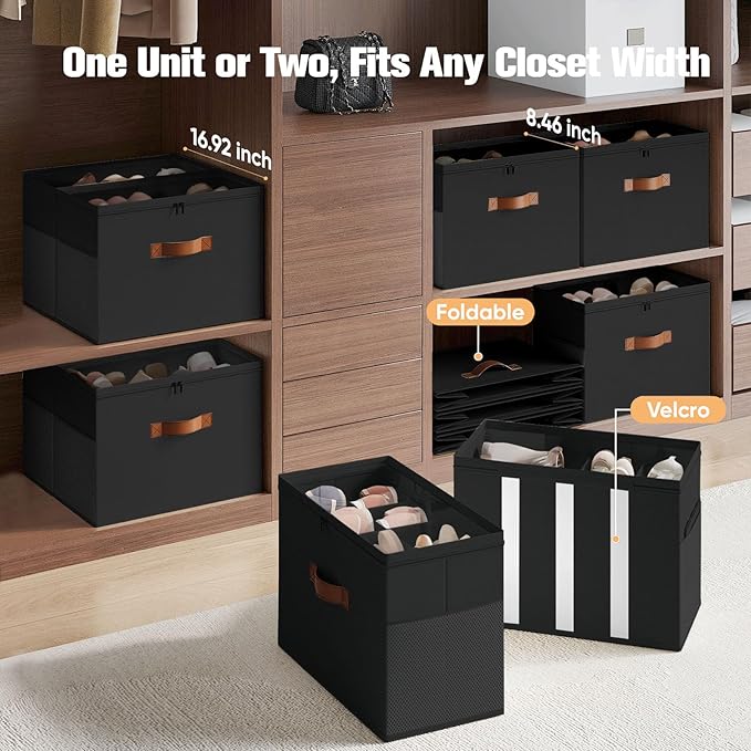 2 Pack Shoe Organizer for Closet, Foldable Shoe Storage Organizer - Image 3