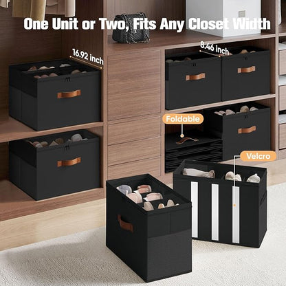2 Pack Shoe Organizer for Closet, Foldable Shoe Storage Organizer - Image 3