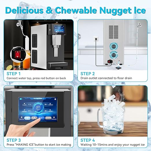 Nugget Ice Maker Machine Countertop, Ice/Water/Ice & Water Optional, 95LBS/24H - Image 5