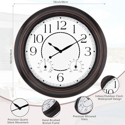 Koosome Outdoor Clocks Waterproof 18 Inch, Large Wall Clock - Image 3