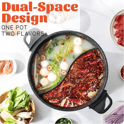 TWIN™ Electric Hot Pot with Divider | EvenHeat Cast Aluminum Non-Stick Pot - Image 3