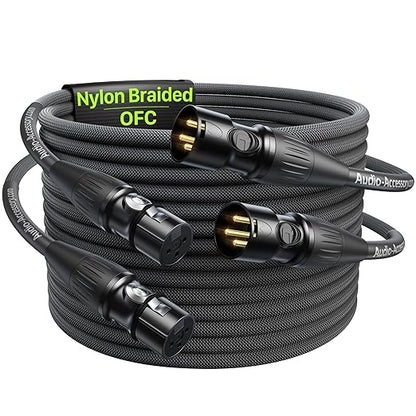 XLR Cables 15 Feet 2 Pack, Professional Gold-Plated Rean Connectors from Neutrik by AA