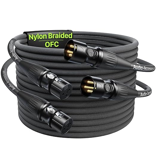 XLR Cables 15 Feet 2 Pack, Professional Gold-Plated Rean Connectors from Neutrik by AA
