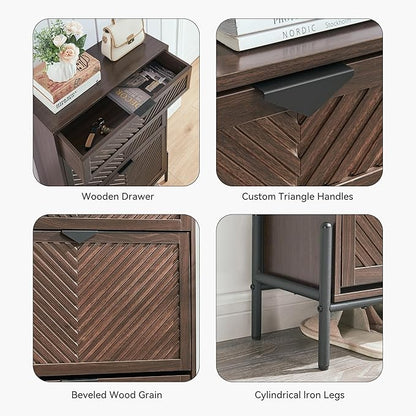 Shoe Cabinet Storage with 2 Flip Drawers, Narrow Hidden Shoes Organizer Cabinet - Image 6