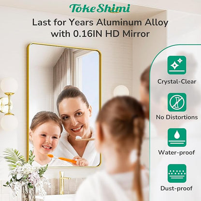 TokeShimi 42x36 Brushed Gold Bathroom Mirror - Image 4