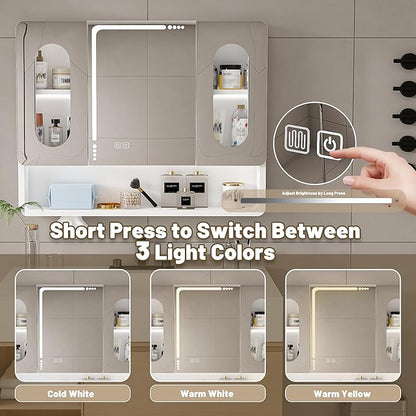 White Wall Mounted Bathroom Mirror Cabinet - Image 5