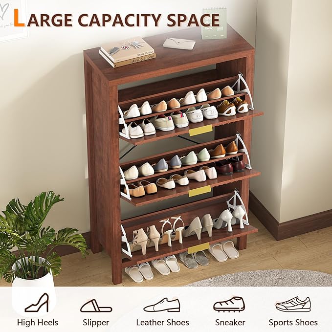 Shoe Cabinet Storage for Entryway, Fluted Shoe Cabinet - Image 8