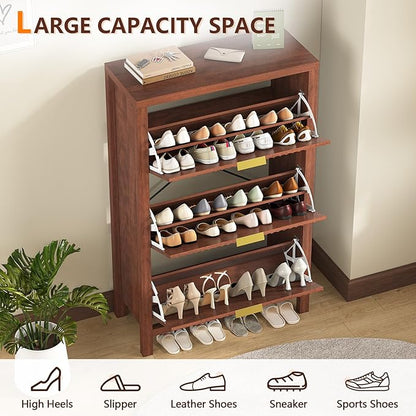 Shoe Cabinet Storage for Entryway, Fluted Shoe Cabinet - Image 8