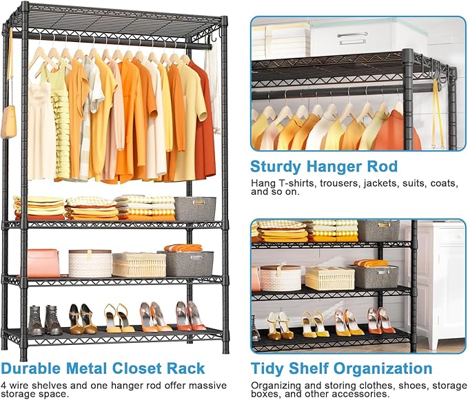 Ulif H4 Plus Portable Closets, 4-Tier Clothes Garment Rack - Image 4
