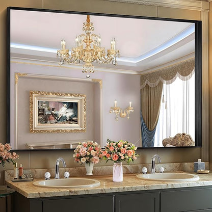 CIRCUMI Black Bathroom Mirror, Brushed Finish, Tempered Glass, Large Mirror by CIRCUMIMirror