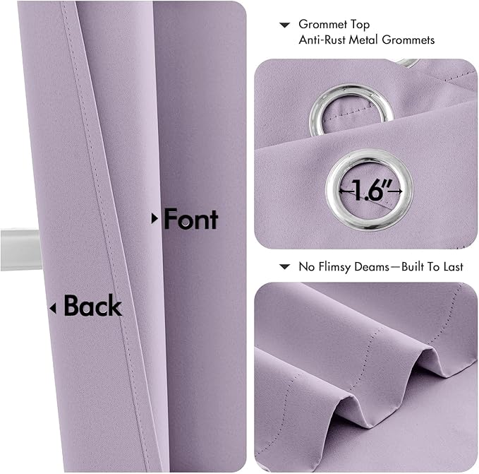 MIULEE Lilac Blackout Curtains for Bedroom Living Room 54 Inches Long 2 Panels - Image 4