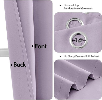 MIULEE Lilac Blackout Curtains for Bedroom Living Room 63 Inches Long 2 Panels - Image 4