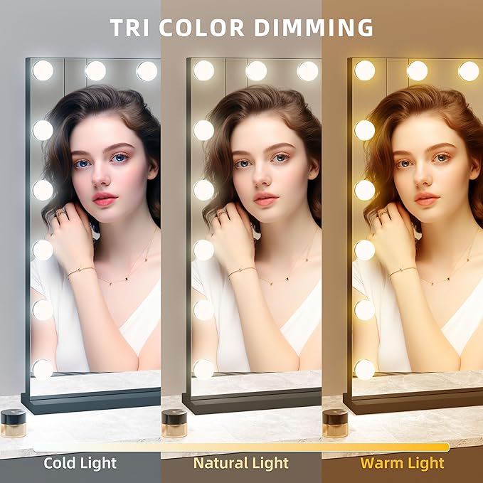 Vanity Mirror with Lights, Makeup Mirror with 17 Dimmable LED Bulbs, 3 Color - Image 2