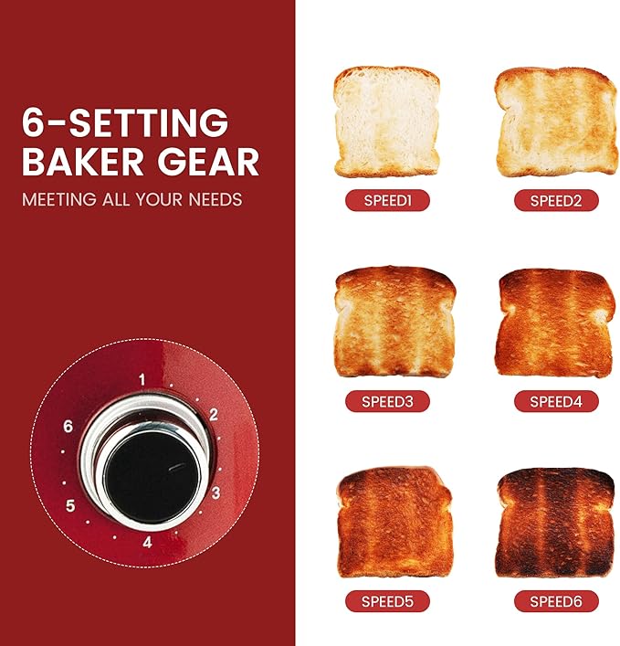 Roter Mond 2 Slice Toaster Retro Stainless Steel - Image 4