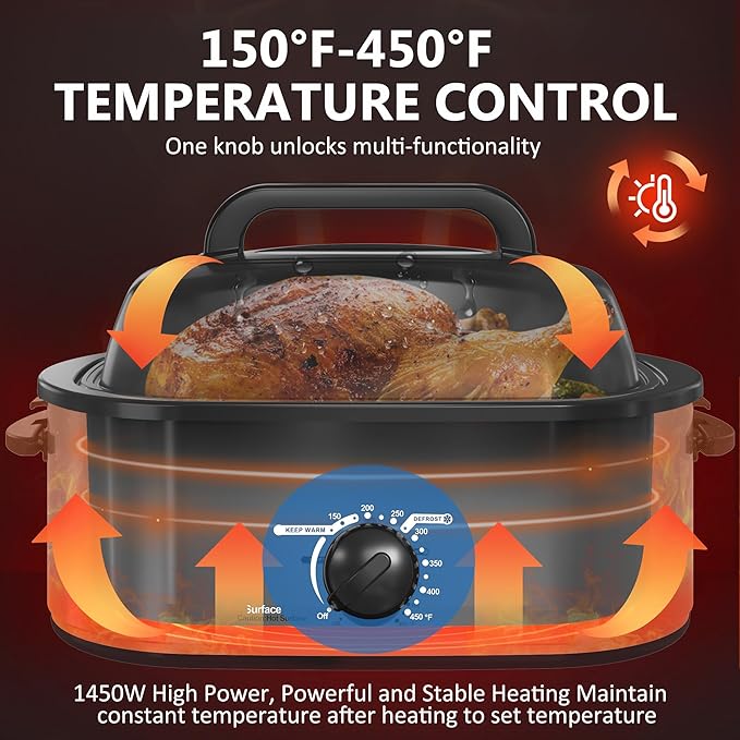 SUNVIVIPRO Roaster Oven 28 Quart, Electric Turkey Roaster - Image 3