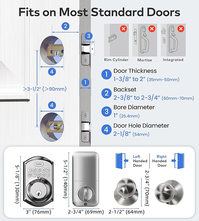 TEEHO TE001K Keyless Entry Door Lock - Image 6