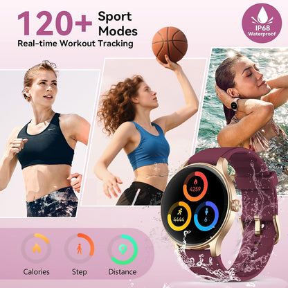 fitpolo smart watch for women, 105+ sports modes showing dimensions