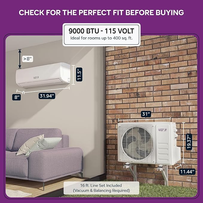 Energy-Saving 9000 BTU Mini Split 110V – 19 SEER, Pre-Charged, Quiet & - Image 9
