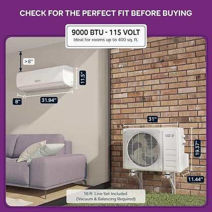 Energy-Saving 9000 BTU Mini Split 110V – 19 SEER, Pre-Charged, Quiet & - Image 9