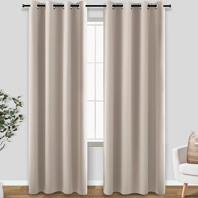 KOUFALL Neutral Taupe Blackout Curtains 96 Inches Long - Image 3