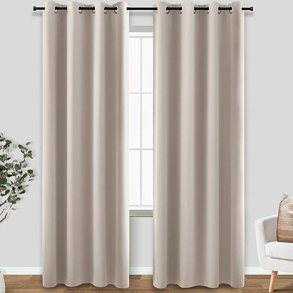 KOUFALL Neutral Taupe Blackout Curtains 96 Inches Long - Image 3