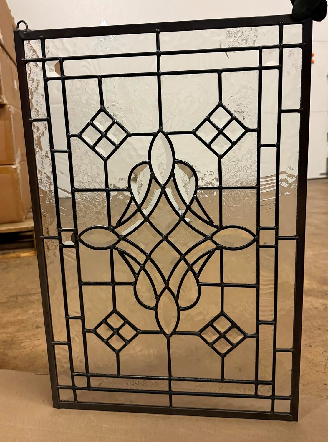 All clear beveled glass hanging window Panel 16"x24"
