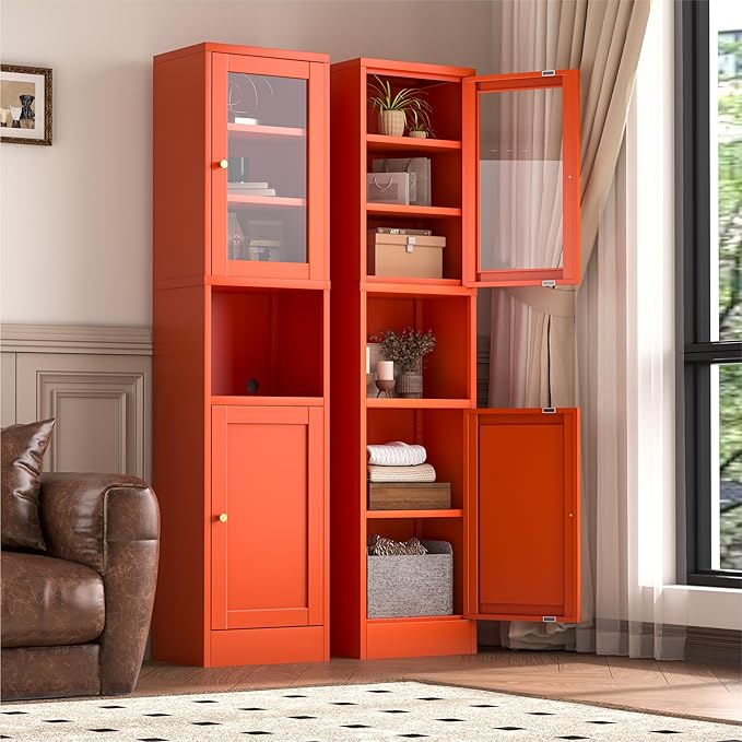 2-Door Metal Storage Cabinet, Tall Slim Pantry Organizer - Image 4