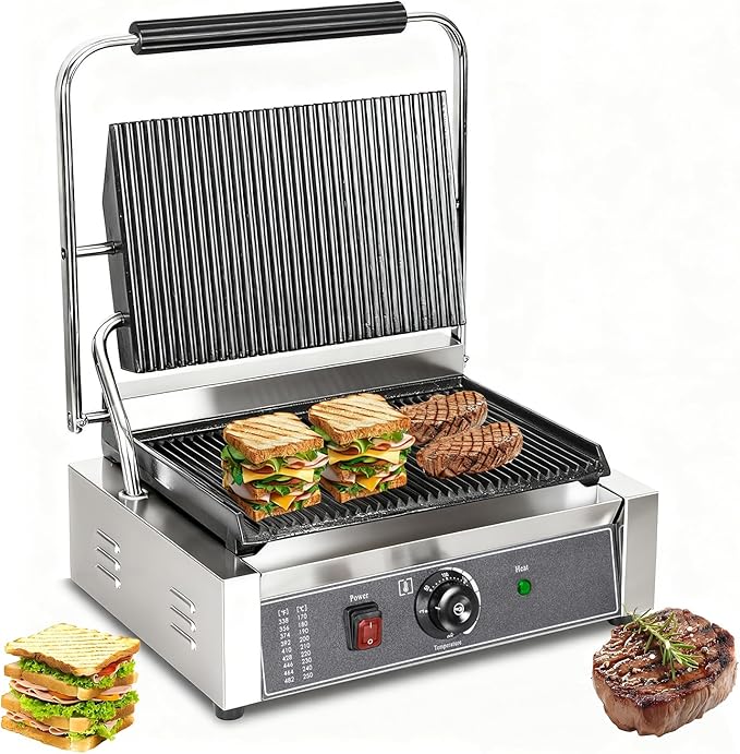 CTJ Commercial Panini Press Stainless Steel Electric Sandwich Maker - 2200W by CTJ