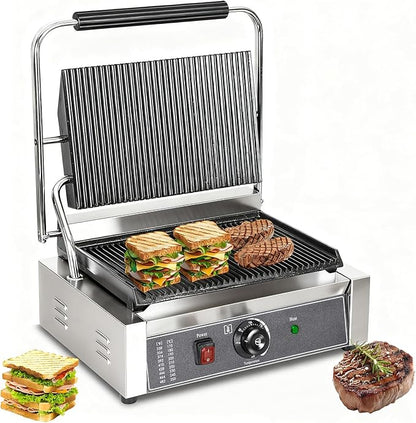CTJ Commercial Panini Press Stainless Steel Electric Sandwich Maker - 2200W by CTJ