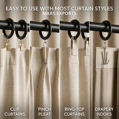 Handmade Wooden Drapery Rod Rings, Curtain Rod Rings, for 1-1.5 inch Curtain Rod Pole - Beech Wood (24, 2.2 INCH Inner Dia)