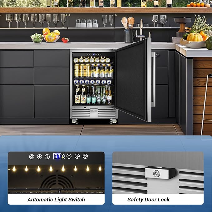 Outdoor Beverage Refrigerator 24 Inch Wide, Stainless Steel Beverage Fridge 180 - Image 8