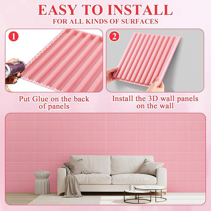 Nuanchu 32 Pcs 3D Slat Wall Panels 12 x 12 Inch PVC Fluted Textured Panel - Image 4