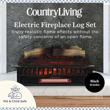 Country Living 23 inch Electric Log Set | Crackling Sound | 1000 Sq Ft Heater | - Image 2