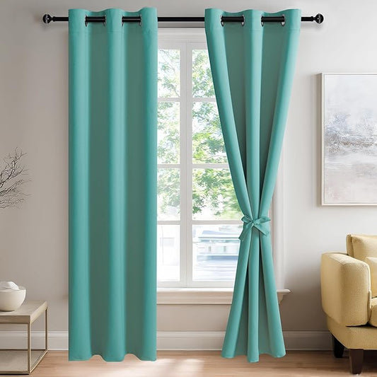 JIUZHEN Blackout Curtains with Tiebacks-Thermal Insulated and Light Blocking by JIUZHEN
