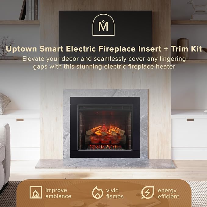 Modern Ember Uptown 23" Smart Electric Fireplace Insert + Trim Kit, Alexa/WiFi - Image 2