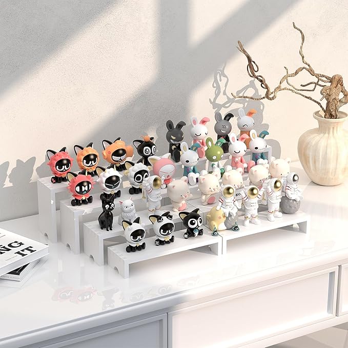 4 Set Large White Wooden Tiered Riser Display Stands - Image 4