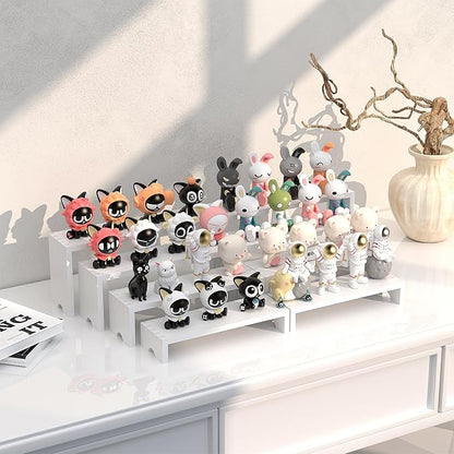 4 Set Large White Wooden Tiered Riser Display Stands - Image 4