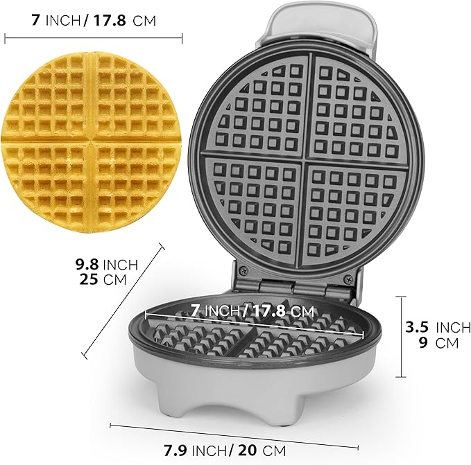 7 Inches Classic Waffle Maker Machine, Round Waffle Iron, Electric Waffle Maker - Image 7