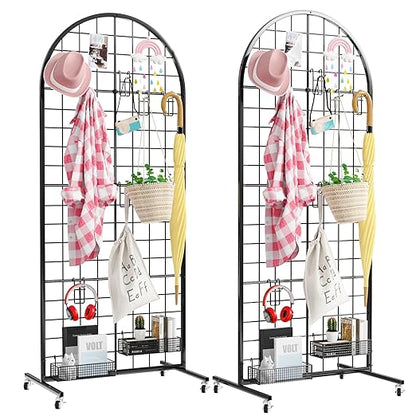 Asee'm Grid Wall Panels Display Stand 2' x 5.2' FT Black Movable Wire Grid Wall by Aseem