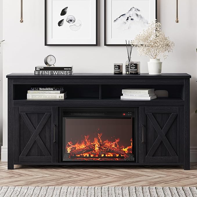 BELLEZE 58" Farmhouse Fireplace TV Stand - Image 2