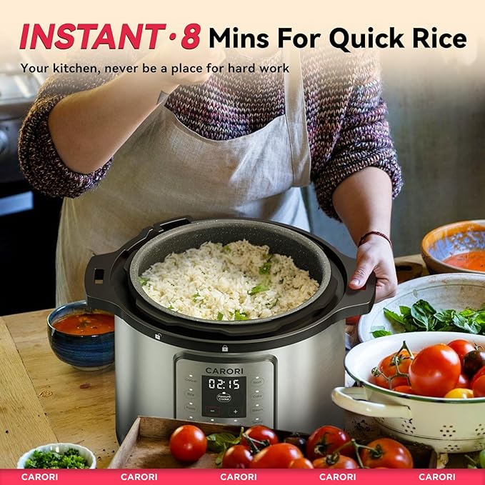 1200W 12-in-1 Electric Pressure Cooker 8Qt, Stainless Steel Pressure Cooker - Image 5