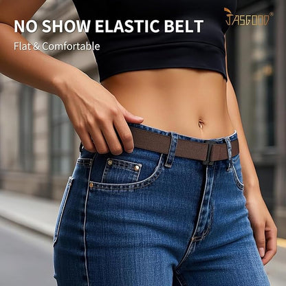 JASGOOD Women No Show Stretch Belt Elastic Web Strap Belt - Image 3