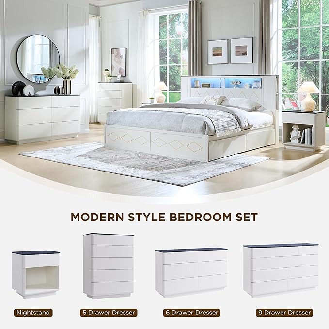 JXQTLINGMU 9 Drawer Dresser for Bedroom, Chest of Drawers TV Stand for Living - Image 5